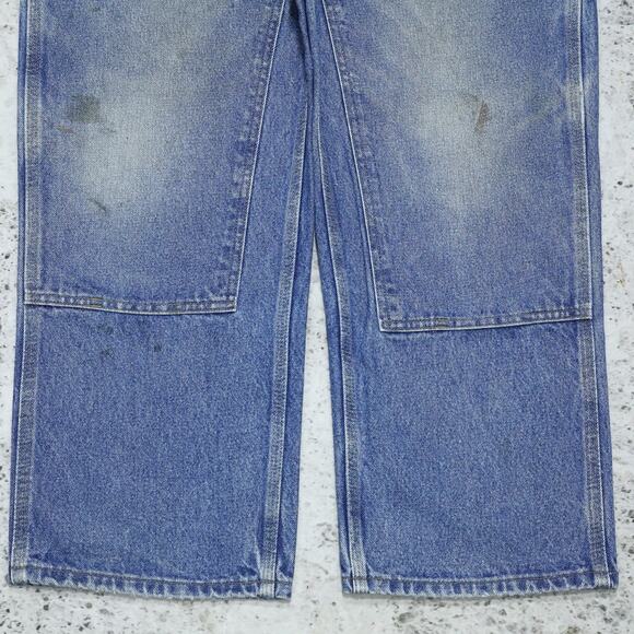 Vintage Carhartt B73 DST Faded Blue Jeans Denim Double Knee Carpenter Pant 35x29 - Picture 5 of 16